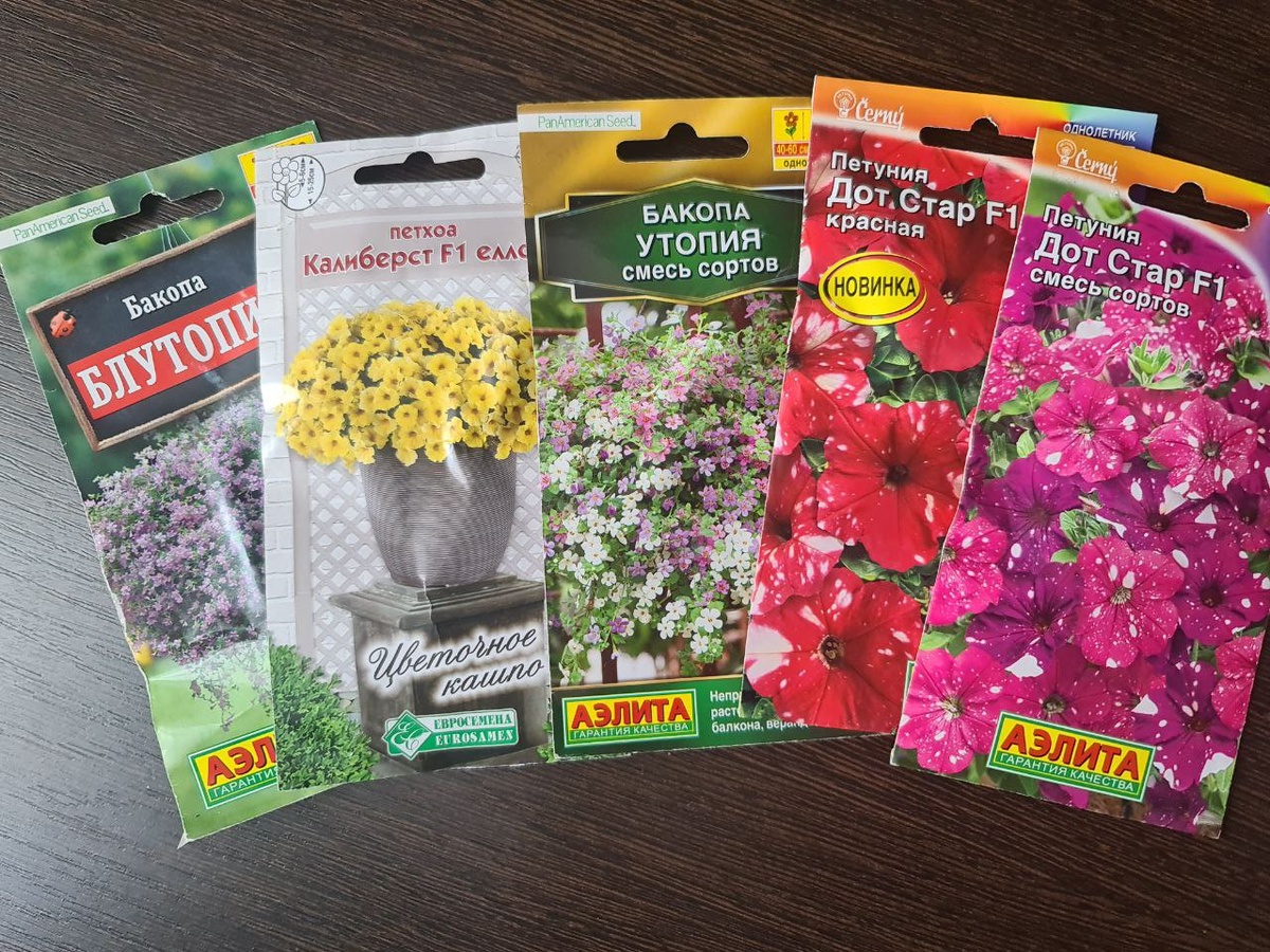 На фото не хватает пакетика с семенами дельфиниума