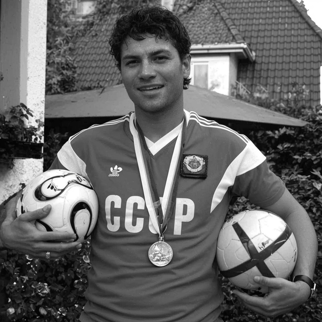 🤖 Иллюстрация улучшена нейросетью | ЦЭС ФЕДАТ | Футболист с двумя мечами