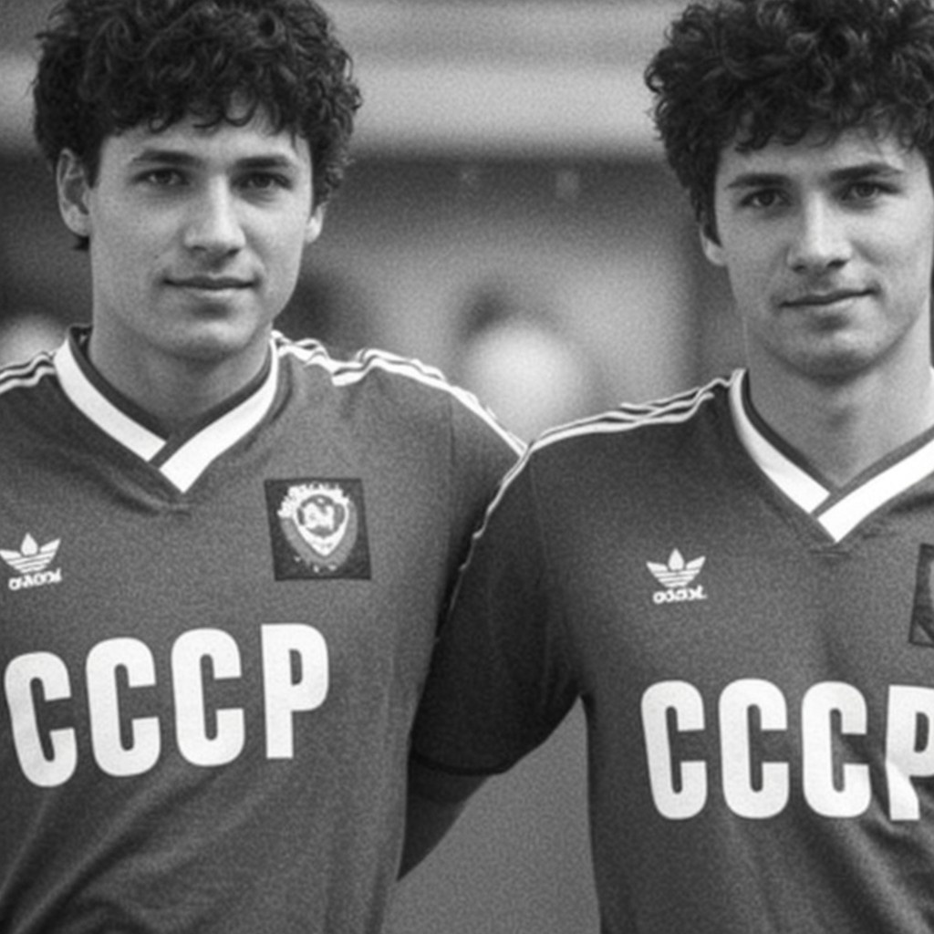 🤖 Иллюстрация улучшена нейросетью | ЦЭС ФЕДАТ | Два футболиста СССР