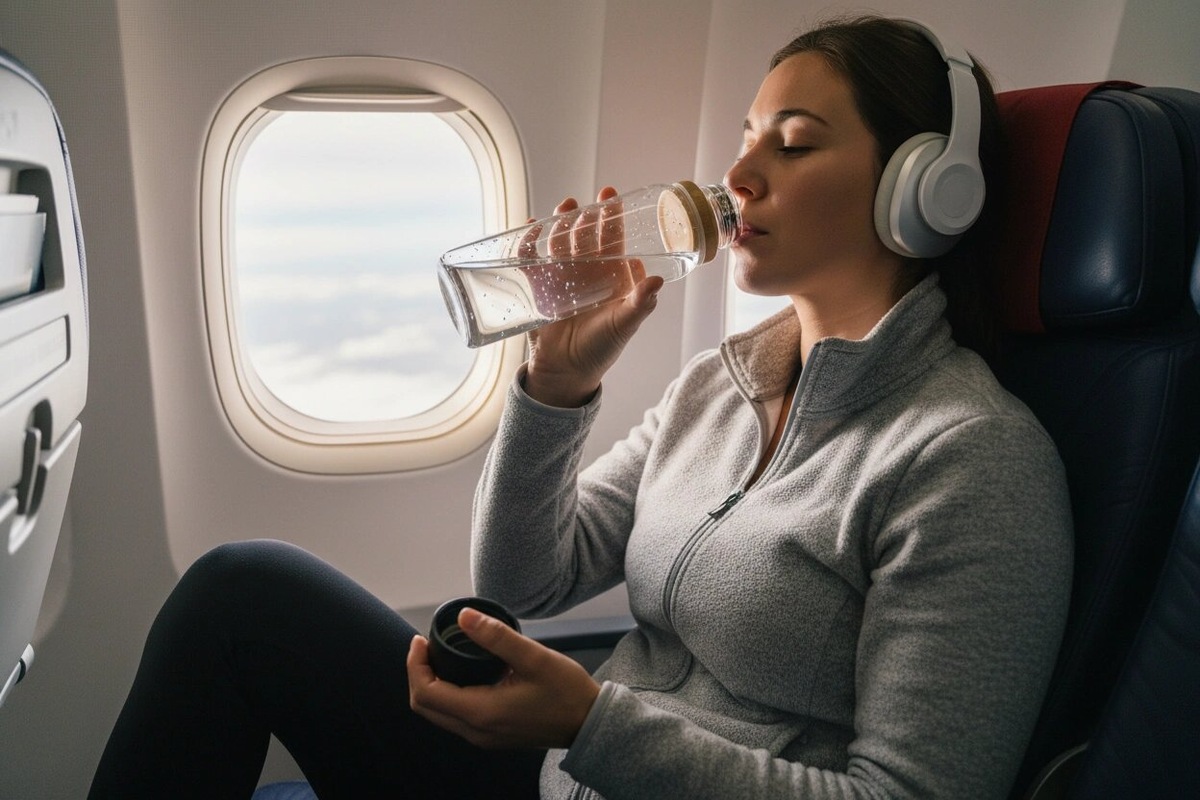 Не забывайте также пить достаточно воды: обезвоживание и низкая влажность в салоне ухудшают общее состояние. Изображение: Яндекс Путешествия
