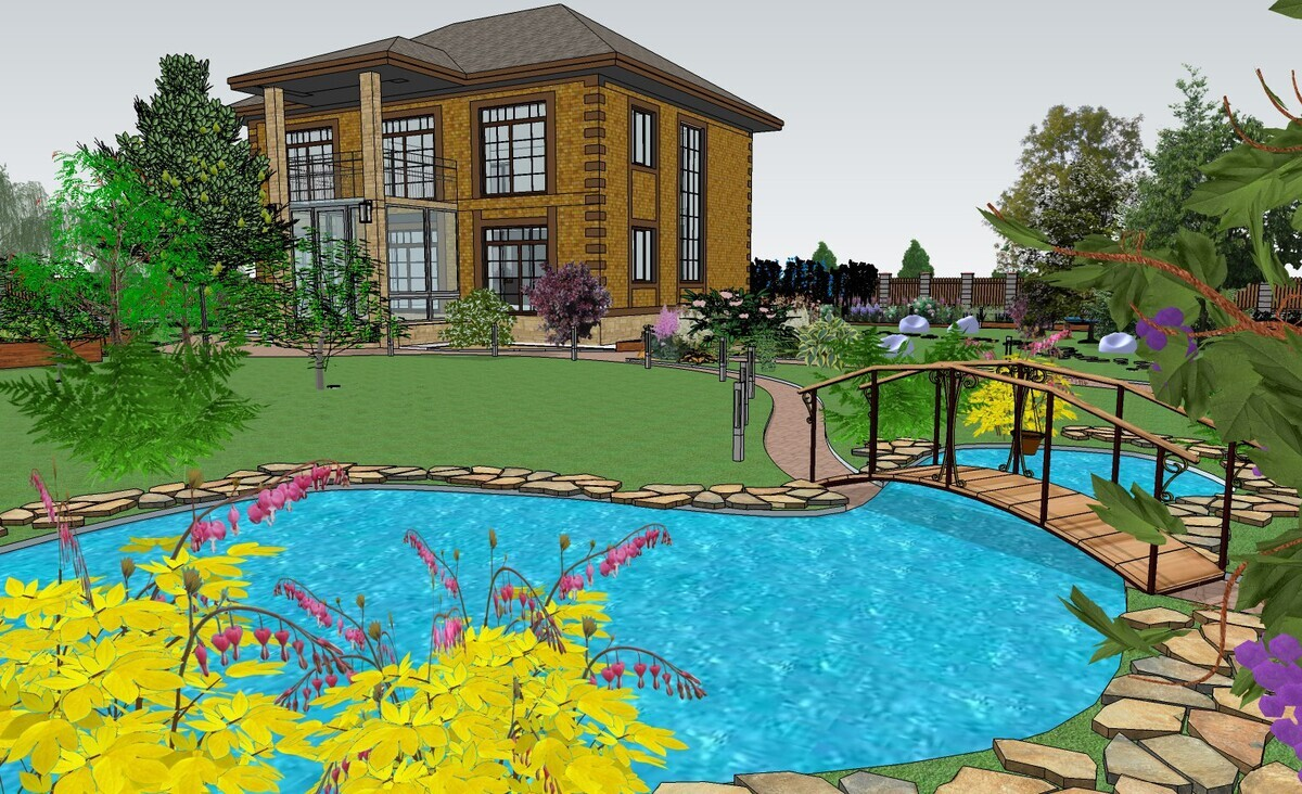 Проект своего участка Кристины Рязановой, выпускницы курса "Основы ландшафтного дизайна 2.0."