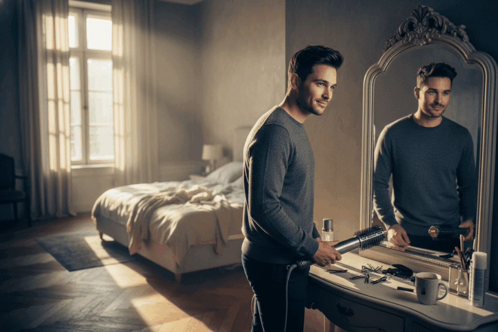    Мужская укладка феном: секрет стильных причесок с помощью стайлера для коротких и средних волос TELZEN