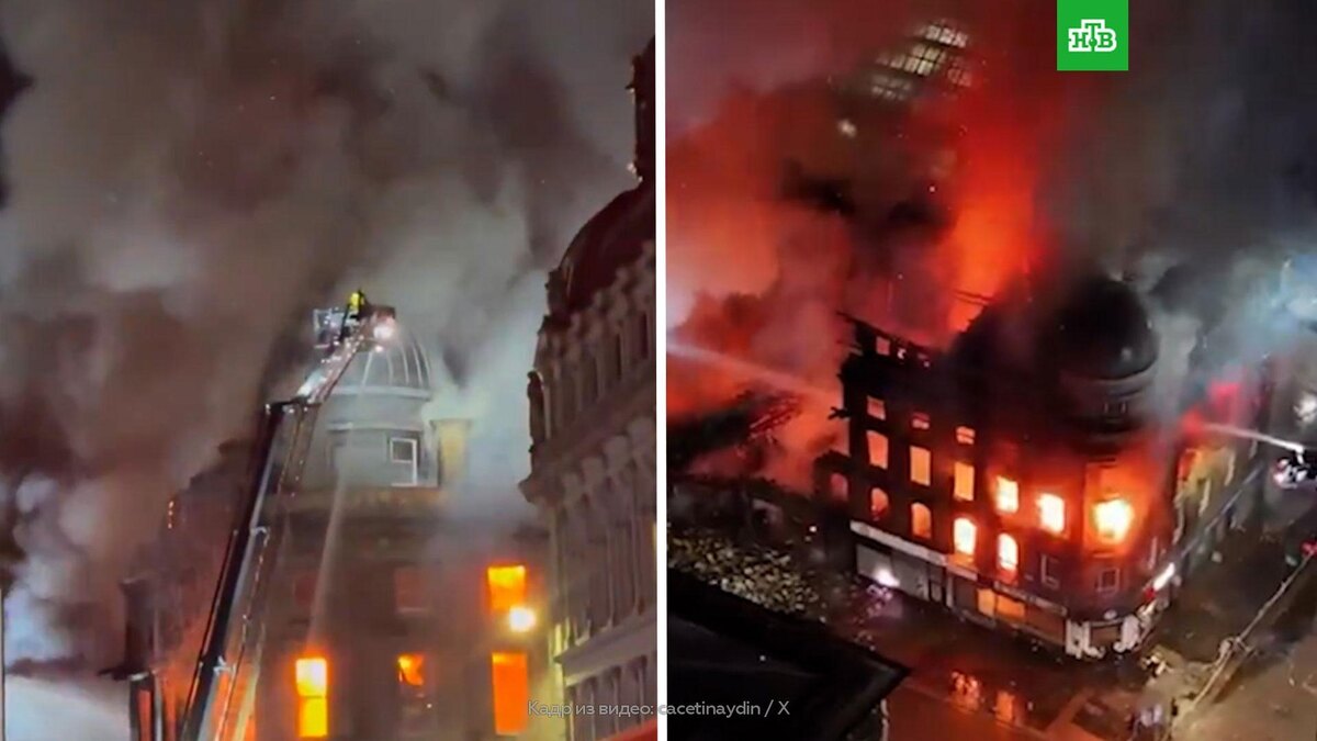    Купол здания обрушился в Глазго из-за сильного пожара