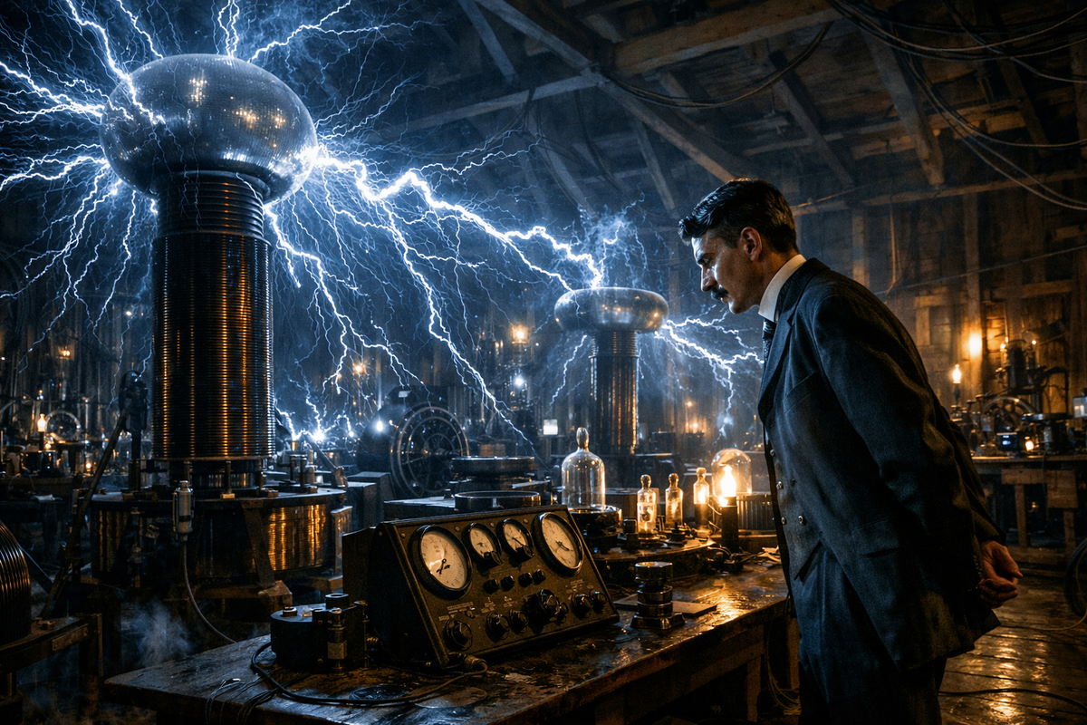 Никола Тесла в лаборатории Колорадо