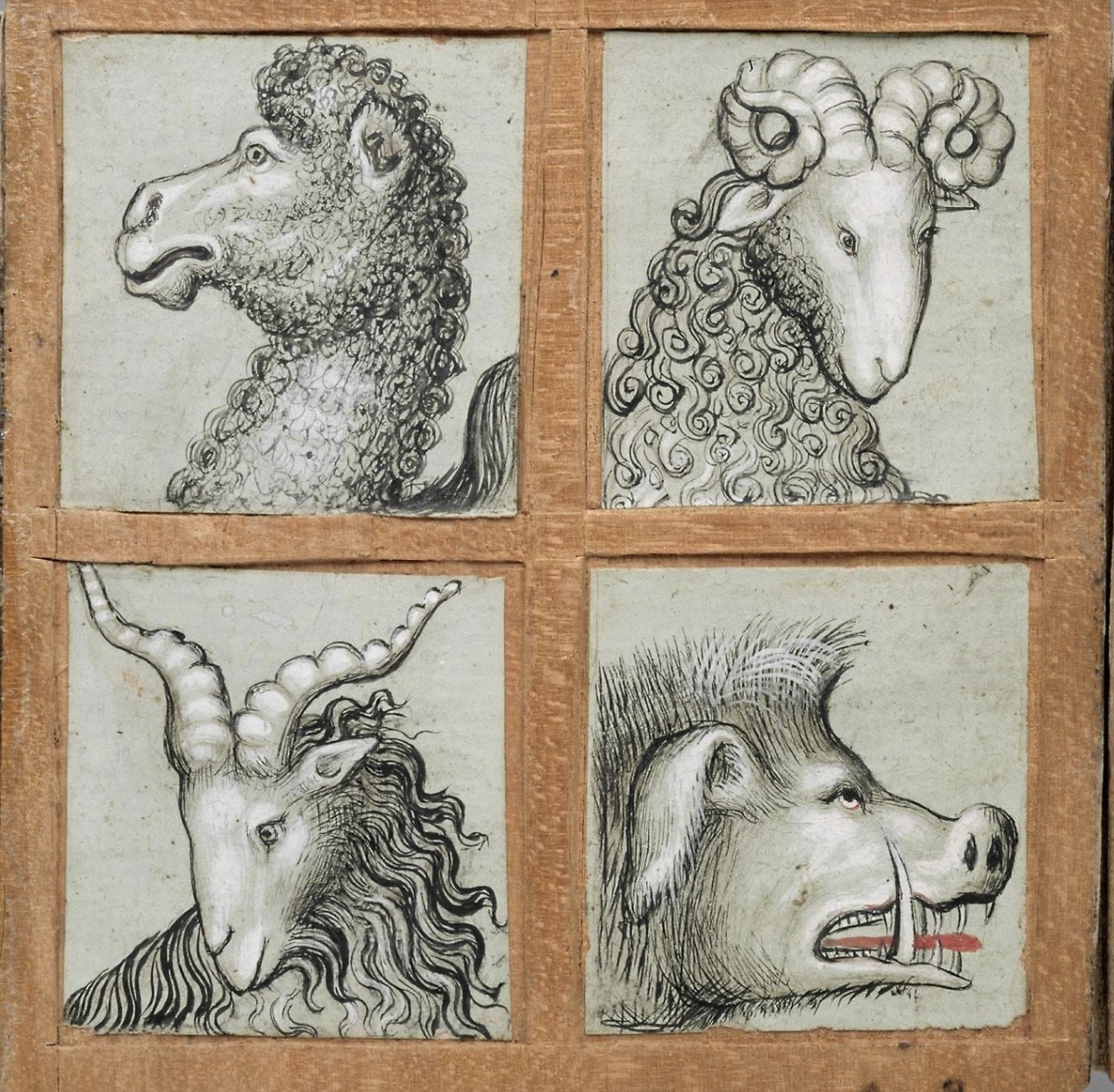 Неизвестный художник. Так называемый «Венский каталог образцов», 1410-20 гг Фрагмент.Рисунок серебряным карандашом на бумаге, наклеенный на кленовую панель. 9,5 х 9 см. Кунсткамера Музея истории искусств, Вена, Австрия. 