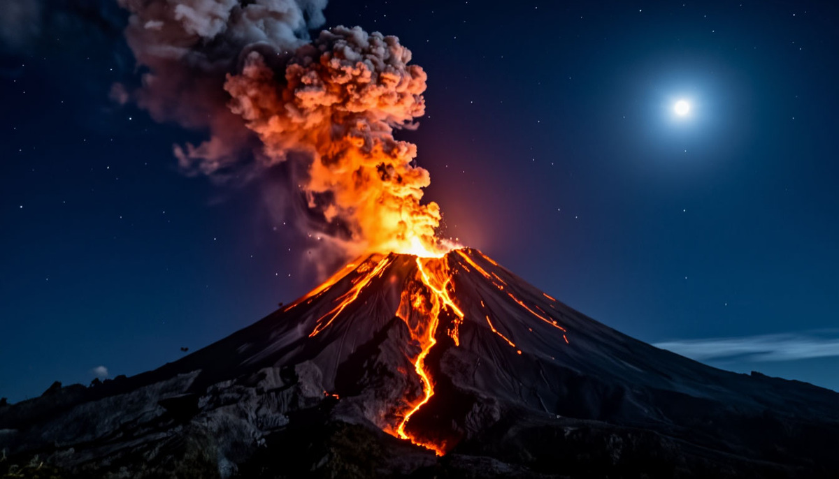 Иллюстрация извержения вулкана Мерапи