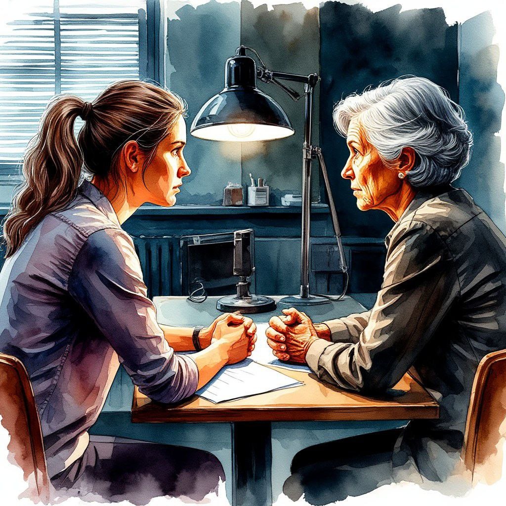 Вера Ивановна на допросе.