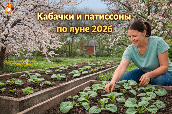 Кабачковый календарь 2026 по Луне – сроки посева кабачков и патиссонов по регионам и месяцам + высадка в грунт, уход летом и сбор урожая 😄