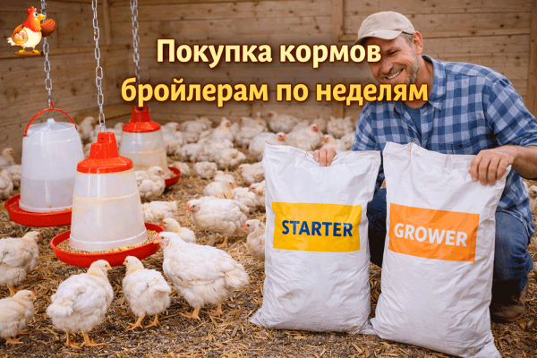Покупка корма для бройлеров по неделям 🐥🥣😄 Таблицы в кг и мешках на 10, 20, 30,50 и 100 голов 🐔😅⬇️