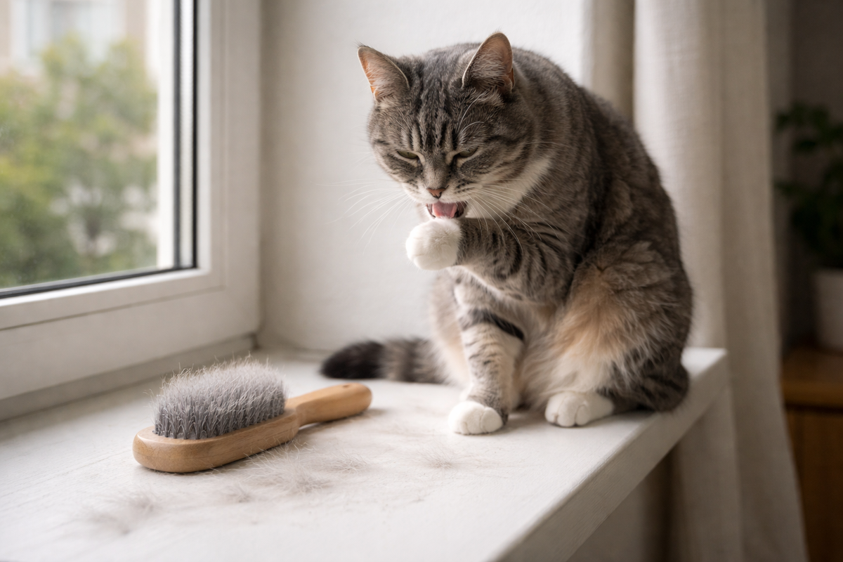 Ровная линька без зуда и залысин у домашней кошки часто бывает нормой