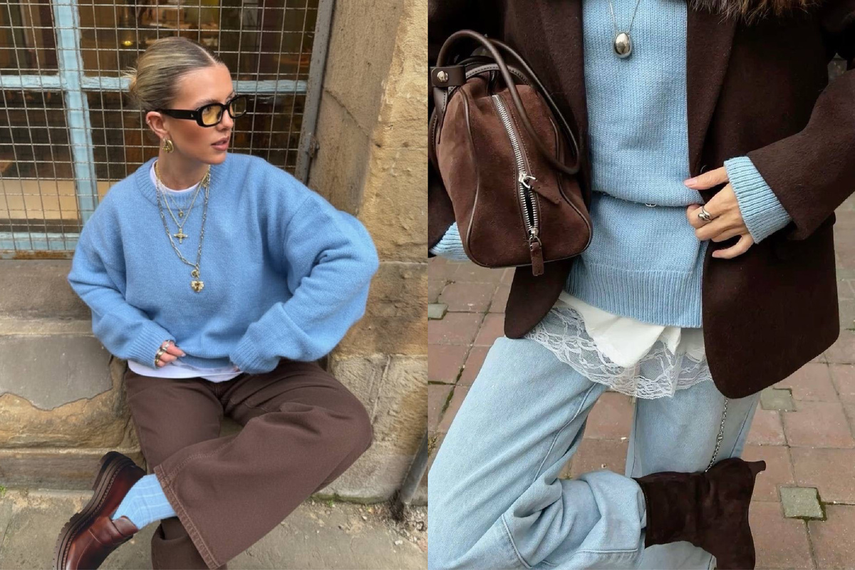 Голубой+ оттенки коричневого