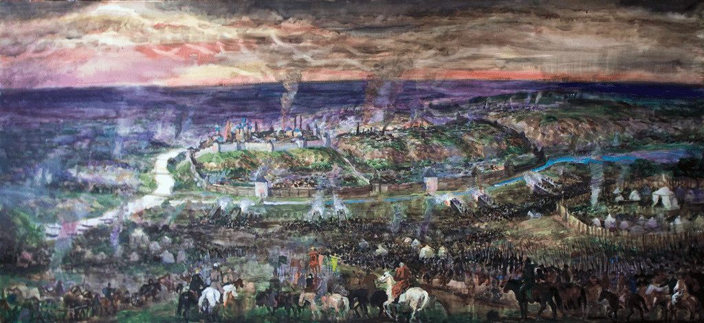 «Осада Казани войсками Ивана IV Грозного в 1552 году».
Художник Ф. Г. Халиков. 2007 г.