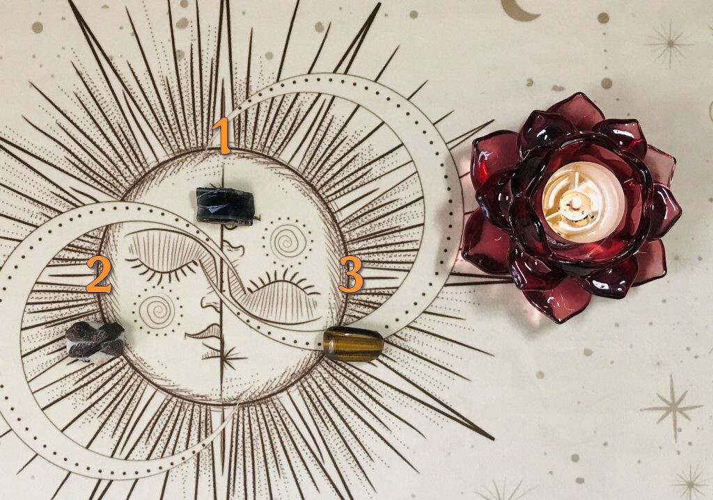 1. Обсидиан; 2. Ставролит; 3. Тигровый глаз