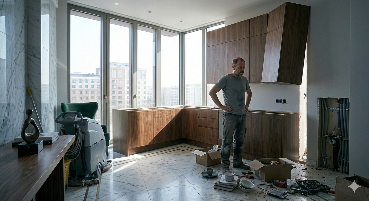 Кухня не влезает из-за ошибки в замерах.