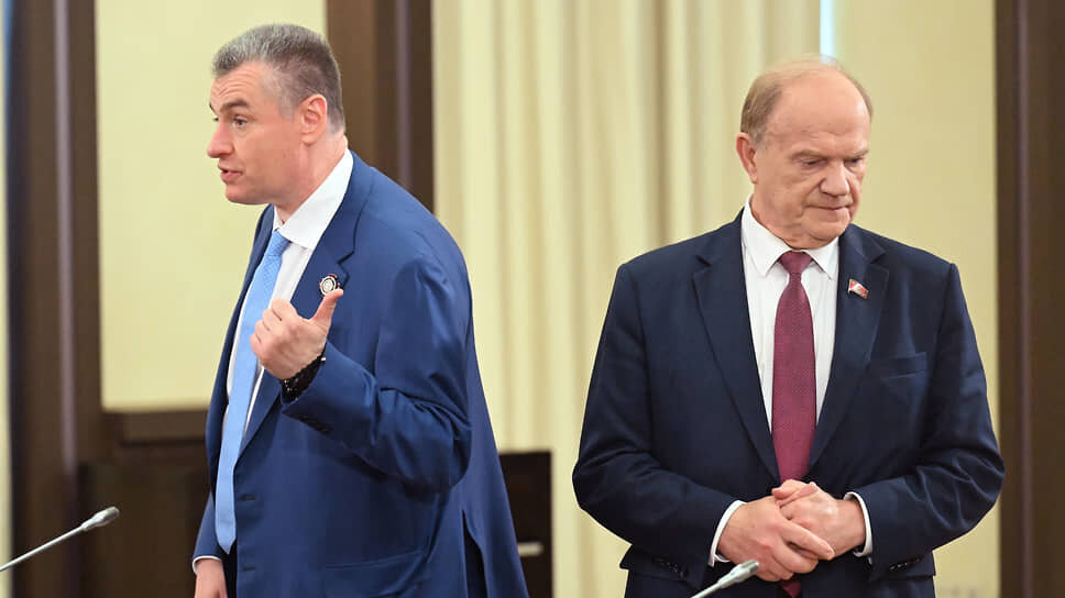 Леонид Слуцкий (слева) и Геннадий Зюганов по-разному смотрят на перспективы своих партий на осенних выборах в Госдуму.📷Фото: Дмитрий Азаров / Коммерсантъ