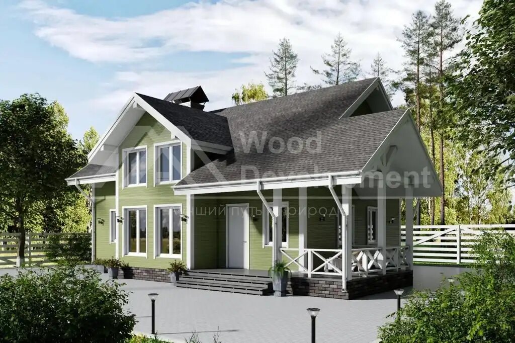 Индивидуальный проект двухэтажного дома 215 м2 на 5 спален "Белое озеро-2"