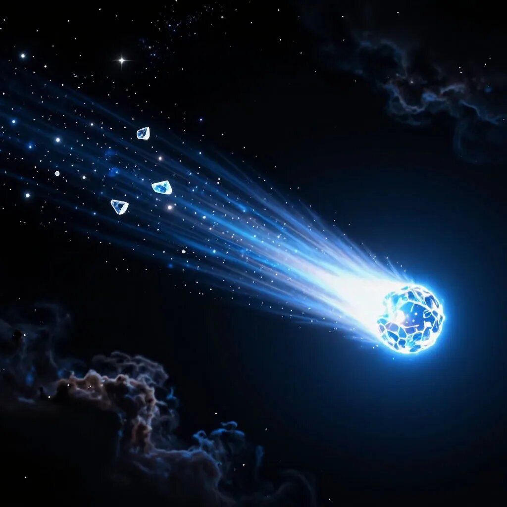 Комета. Иллюстрация сгенерирована нейросетью