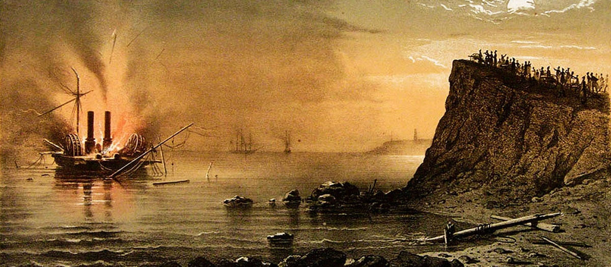 Уничтожение британского пароходофрегата «Тигр». © Картина Фёдора Ивановича Гросса