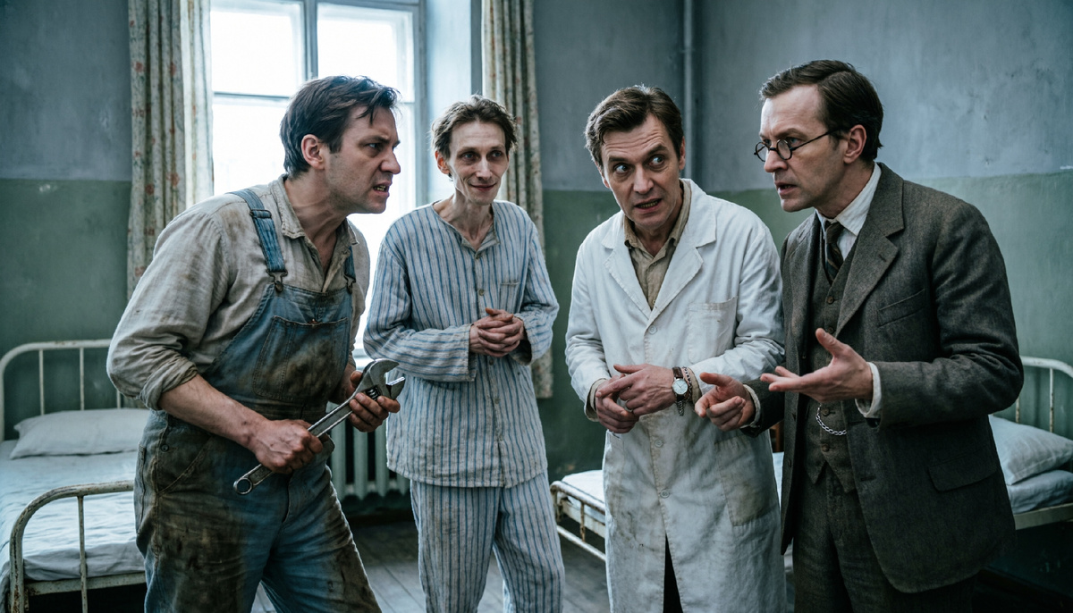 В тихой психушке «Жемчужина Загородья» живет Мартин Блаженный — пациент, который уверен, что сумасшедшие здесь — единственные нормальные люди. В юмористической беседе с новым санитаром он излагает свою «теорию божественного сантехника»: если наша палата — это Вселенная, то Бог — это дядя Боря с разводным ключом, который приходит из внешнего мира чинить трубы и вершить судьбы.

Это ироничная притча о том, что такое реальность, нормальность и вера, увиденная глазами самого обаятельного философа закрытого учреждения. В конце рассказа вас ждет вывод о пользе безумного взгляда на жизнь и искреннее приглашение подписаться на канал «Витапанорама». Храни нас всех Бог!