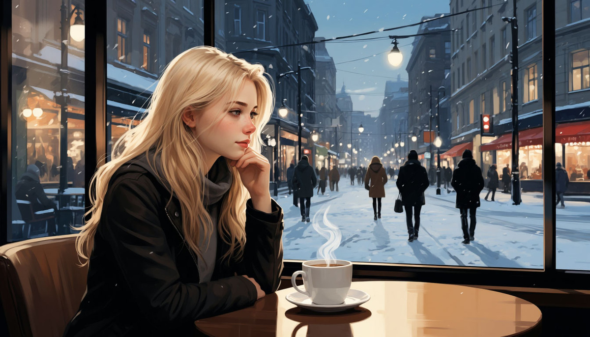 Алиса задумалась (кстати, дома кофе лучше). Изображение от ИИ Шедеврум