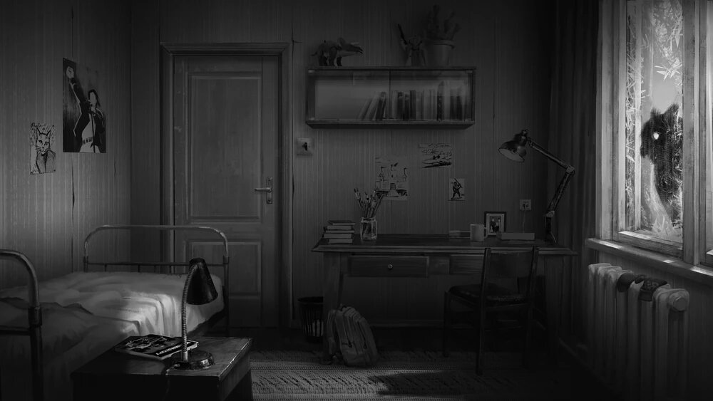 Сова смотрит на комнату Антона. Но с лёгкостью может посмотреть и на ТЕБЯ! (если интересно, то изображение не попало в финальную версию)