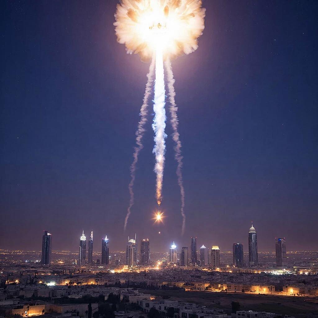 Израильская ПВО сбивает баллистическую ракету (или не сбивает :)  )