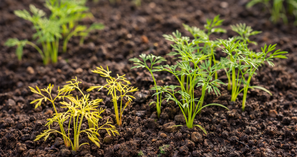 Почему укроп желтеет на старте: 6 причин, из-за которых всходы растут слабыми