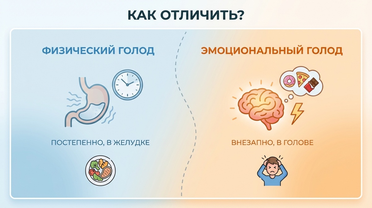 Как отличить физический голод от эмоционального голода?