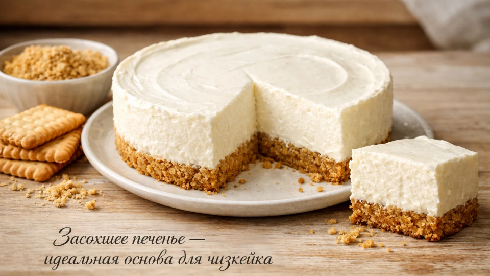 Из засохшего печенья делаю основу для чизкейка — измельчаю и смешиваю с маслом