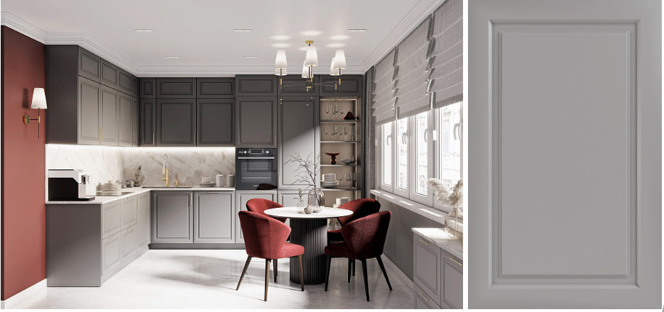 Кухня НОРД (МДФ+ПВХ) с рамкой уменьшенной толщины 