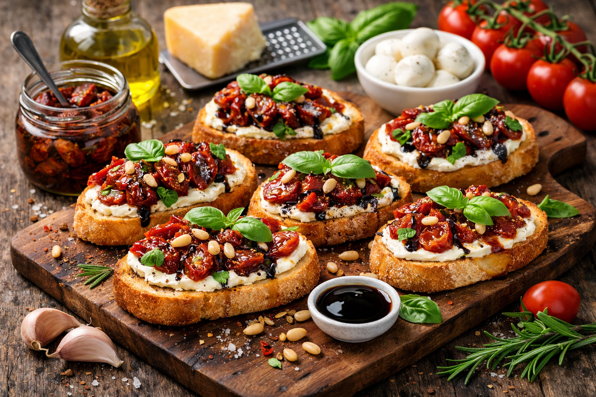 Брускетты с вялеными томатами