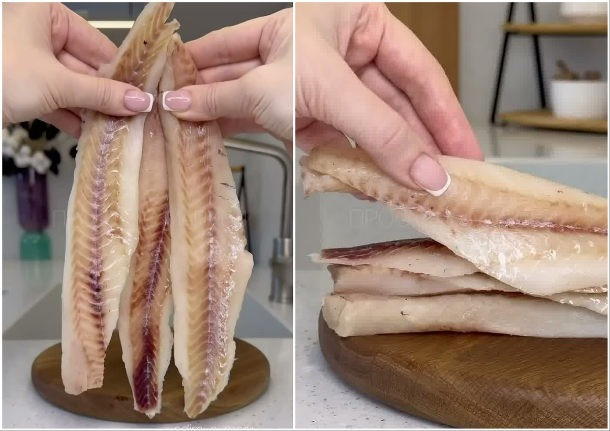 📸 Филе минтая тщательно промываем.