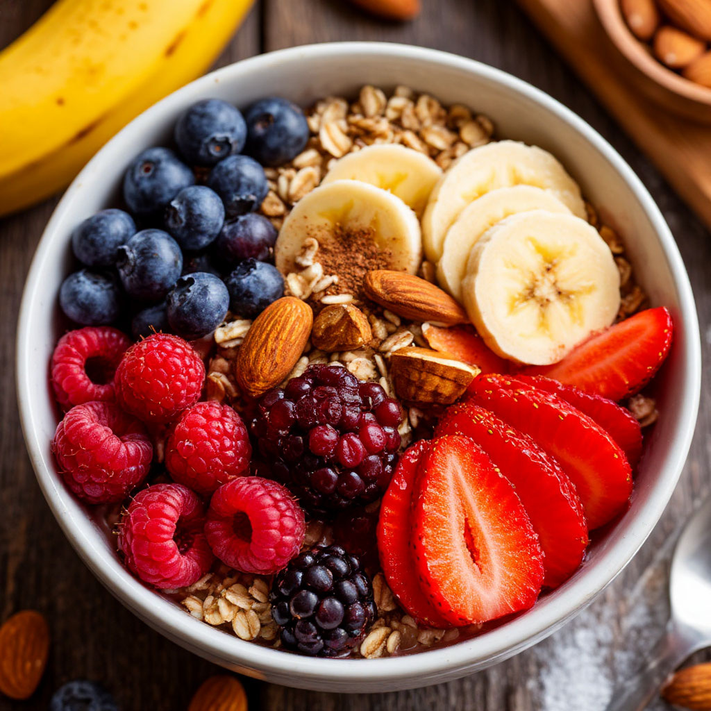 Полезная овсянка с ягодами и орехами (Смарт-завтрак)