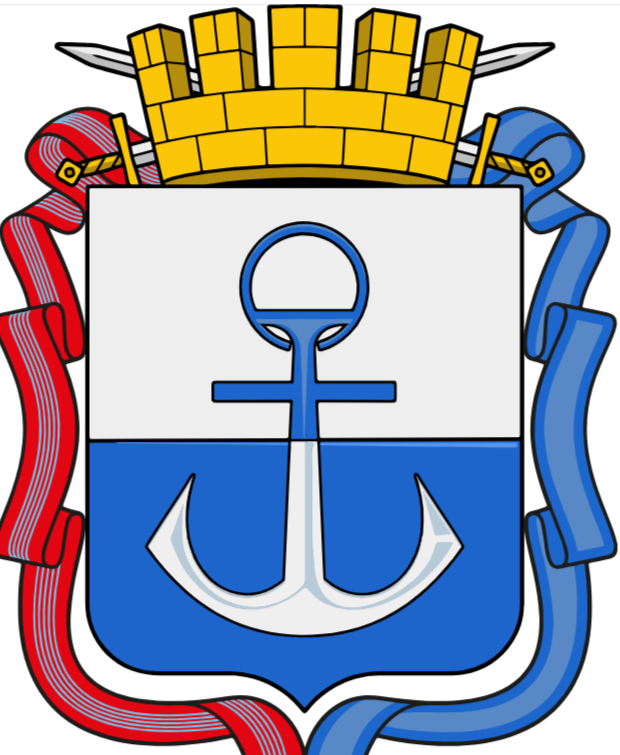 Современный герб Мариуполя с учётом звания "Город воинской славы"