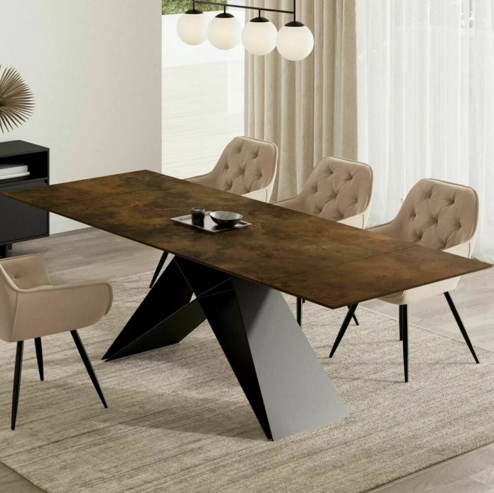 Стол обеденный Signal WESTIN Ceramic 160 раскладной (Ossido Bruno коричневый/черный мат)