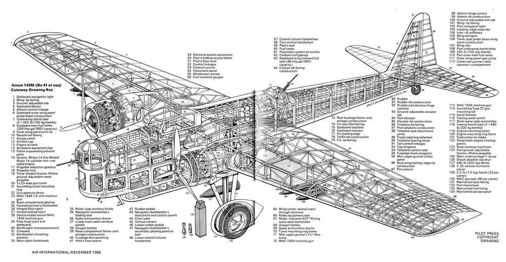 Amiot 143 компоновочная схема (начиная с 41-й машины)