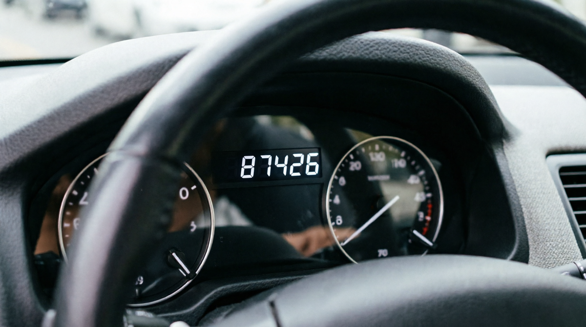 Крупный план одометра на приборной панели