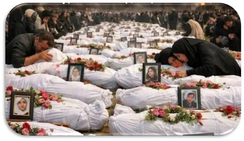 ПОХРОНЫ УБИТЫХ АМЕРИКАНЦАМИ ДЕВОЧЕК В ИРАНСКОМ ГОРОДЕ МИНАБЕ. Изображение взято из открытых источников в интернете.