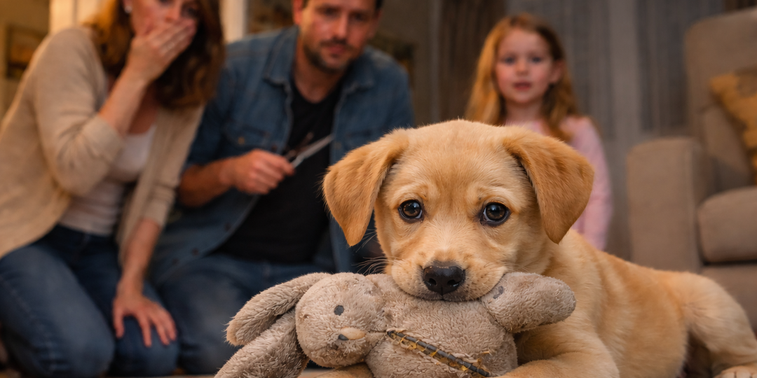 Щенок вцепился в детскую игрушку и не отдавал. Когда её разрезали, мать побледнела