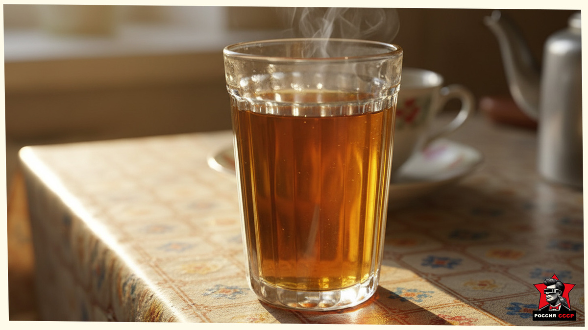 Граненый стакан с чаем