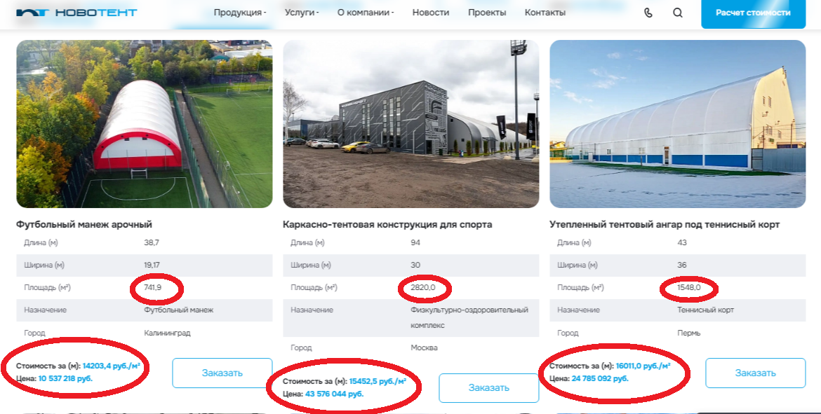 Быстровозводимые спортивные комплексы площадью в 3-5 раз больше и выше в 2 раза, стоят в несколько раз дешевле, в некоторых случаях дешевле в 10-11 раз...