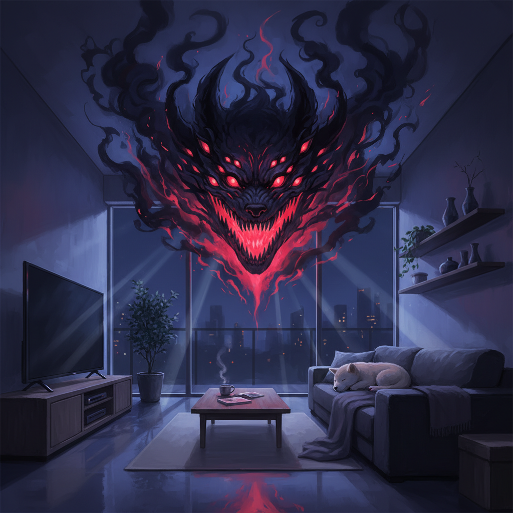 Создано с помощью ИИ. Инугами в современном мире.