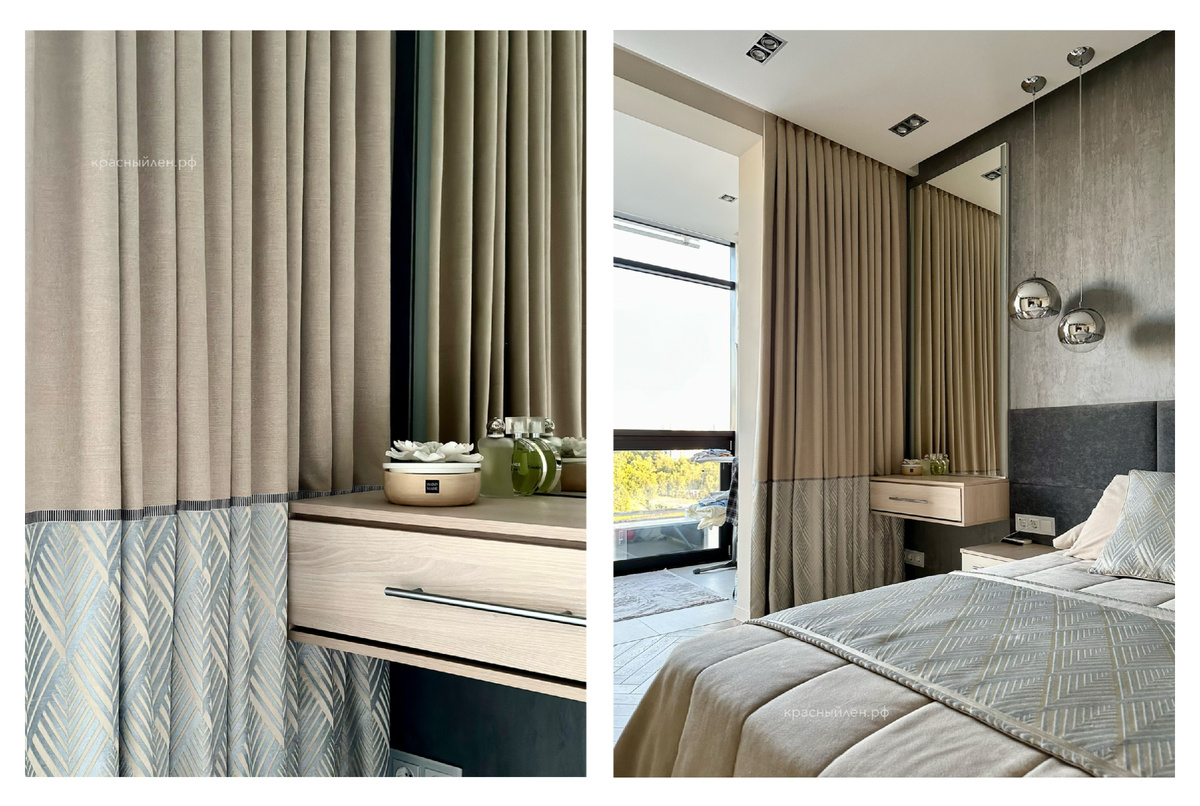 На примере достаточное количество места для штор