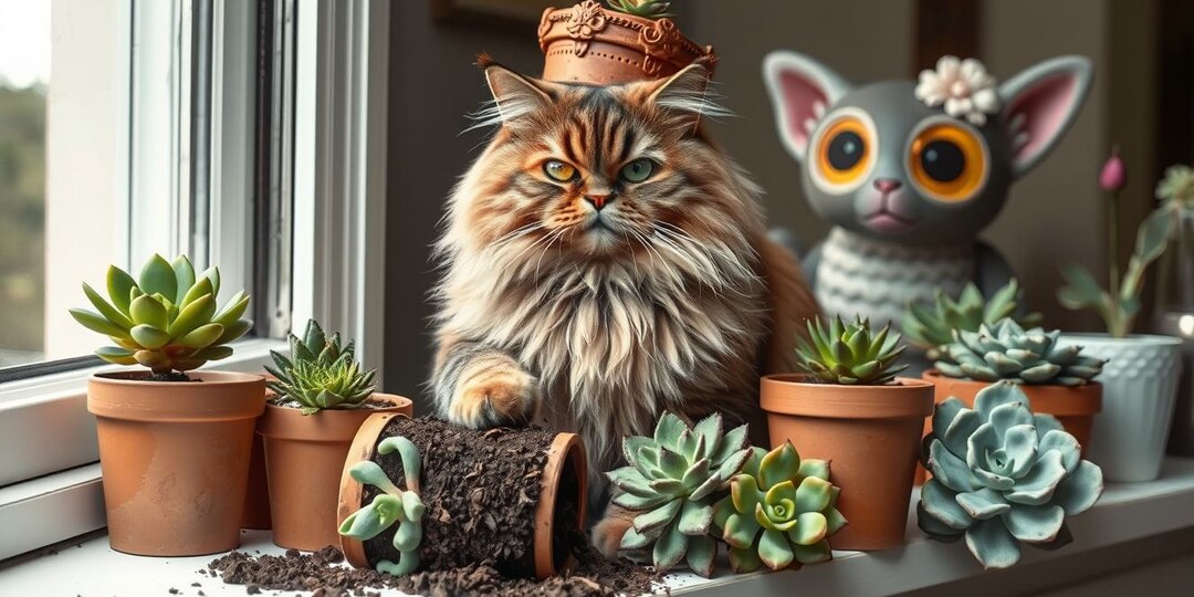 Суккуленты и Кот. Кот не спит – он ждёт!