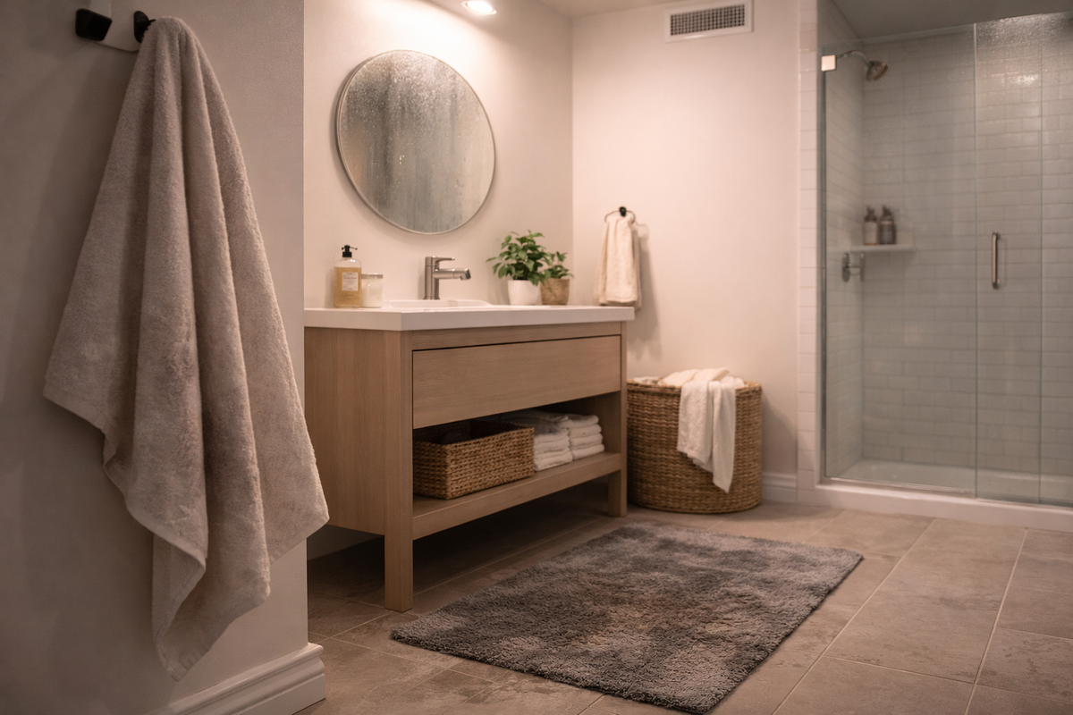 Вытяжка без притока не сушит. Она просто не может забрать влажный воздух, если ему неоткуда замениться.