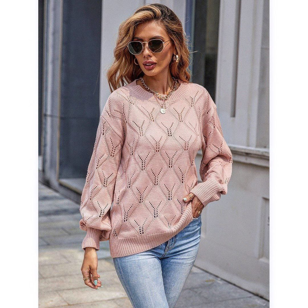 вязаный джемпер женский спицами молодежный