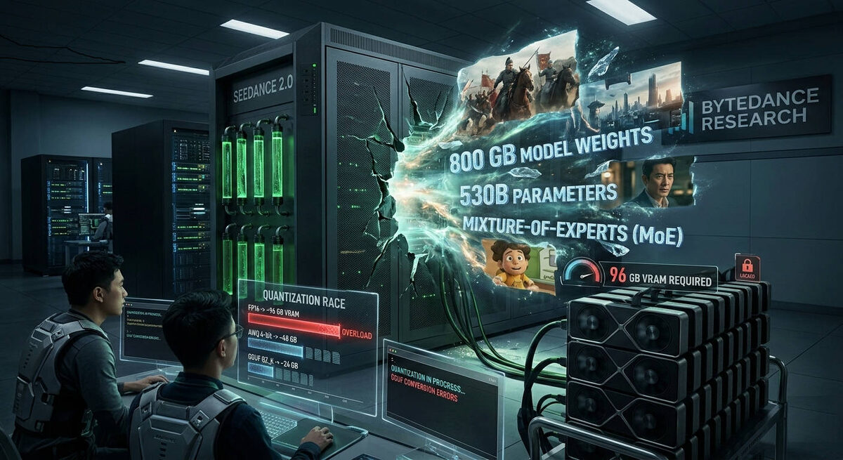 Утечка весов Seedance 2.0: 800 GB модели, 96 GB VRAM и новая гонка квантования