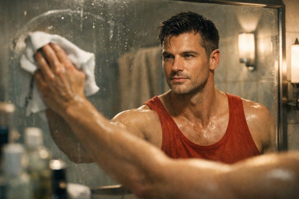 Протереть за собой зеркало в ванной — база. Источник: нейросеть