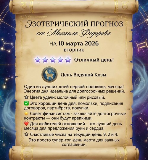 Эзотерический прогноз на 10 марта