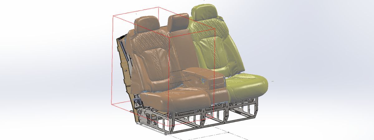 Этап моделирования силового каркас для установки дивана BMW G11 в VW Multivan T7.